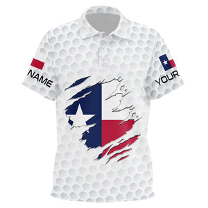 White Golf ball skin Texas Flag custom patriotic Kid golf polo shirts, unique patriot golf gifts NQS8739