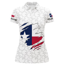 Load image into Gallery viewer, White Bowling Ball Camo Texas flag Bowling shirts for Women custom Team ladies bowling League jerseys NQS8740