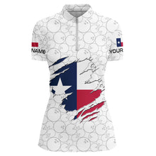 Load image into Gallery viewer, White Bowling Ball Camo Texas flag Bowling shirts for Women custom Team ladies bowling League jerseys NQS8740