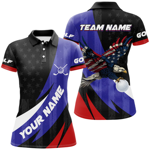 American Flag Eagle Golf Polo Shirt For Women custom Patriotic golf outfits for ladies NQS8978