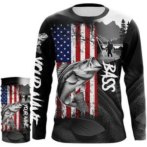 American Flag Bass Fishing Custom long sleeve performance Fishing Shirts, Bass fishing jerseys NQS8980