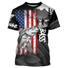 Load image into Gallery viewer, American Flag Bass Fishing Custom long sleeve performance Fishing Shirts, Bass fishing jerseys NQS8980