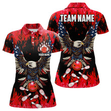 Load image into Gallery viewer, Red flame Women bowling shirts Custom American flag Eagle Team bowling shirts, gift for bowlers NQS9214