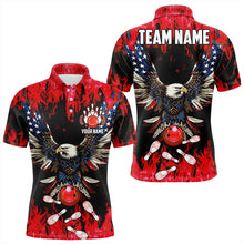 Load image into Gallery viewer, Red flame Mens bowling shirts Custom American flag Eagle Team bowling shirts, gift for bowlers NQS9214