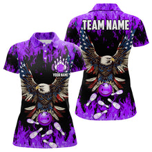 Load image into Gallery viewer, Purple flame Women bowling shirts Custom American flag Eagle Team bowling shirts, gift for bowlers NQS9215