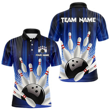 Load image into Gallery viewer, Bowling Polo, Quarter Zip shirts for men Custom Team bowling jerseys, gift for bowlers | Blue NQS9221