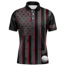 Load image into Gallery viewer, Black and Red American flag Men golf polo shirts Customize patriotic golf shirt for mens NQS9413