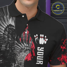 Load image into Gallery viewer, Custom Red Flame Black Eagle Bowling Polo, Quarter Zip Shirt For Men, Team Bowling Clothes NQS11500