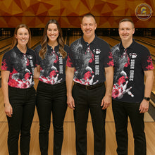 Load image into Gallery viewer, Custom Red Flame Black Eagle Bowling Polo, Quarter Zip Shirt For Men, Team Bowling Clothes NQS11500