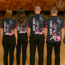 Load image into Gallery viewer, Custom Red Flame Black Eagle Bowling Polo, Quarter Zip Shirt For Men, Team Bowling Clothes NQS11500