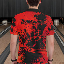 Load image into Gallery viewer, Black and Red Mens Bowling Polo, Quarter Zip Shirts Custom Bowling Team League Jerseys NQS9569