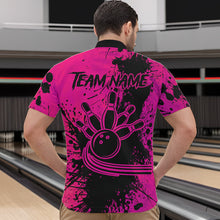 Load image into Gallery viewer, Black and Pink Mens Bowling Polo, Quarter Zip Shirts Custom Bowling Team League Jerseys NQS9570