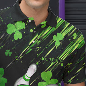 Black and Green Clover Skull Bowling Shirts For Men Custom St Patrick Day Bowling Team Jerseys NQS9575