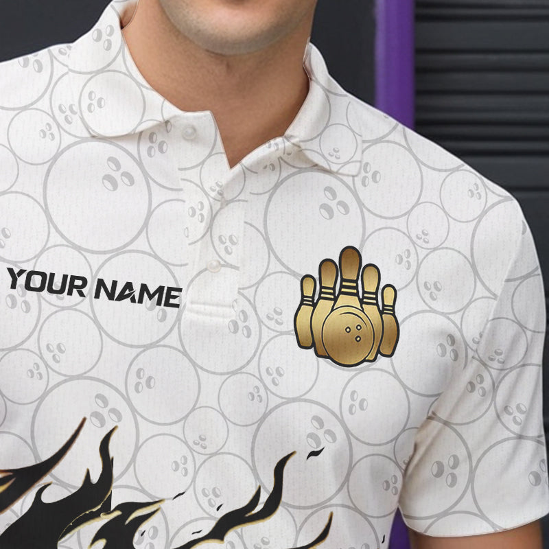 Black and White Camo Bowling Shirts For Men Custom Bowling Team League Jerseys | Gold NQS9576