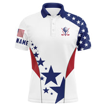 Load image into Gallery viewer, Men golf polo shirts American flag custom patriotic Red, white, and blue golf shirt for men golf wears NQS5508