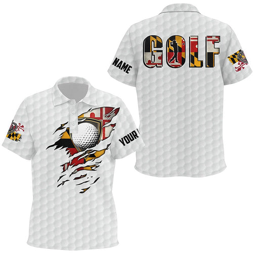 Kid golf polos shirt vintage Maryland flag custom team golf shirts, patriot white golf tops NQS7656