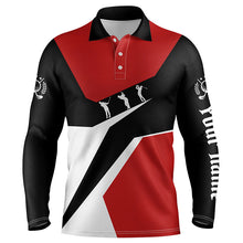 Load image into Gallery viewer, Red, white and black Mens golf polo shirts custom golf sport team polo shirts, best mens golf wear NQS5789