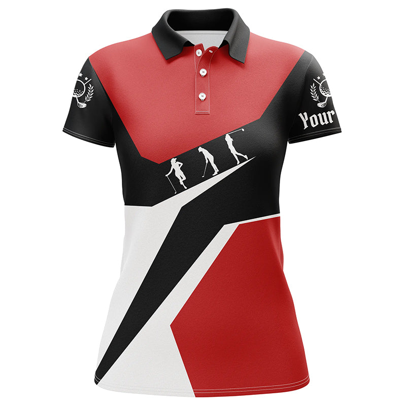 Red, white and black Women golf polo shirt custom golf sport team polo shirts, ladie golf tops NQS5789