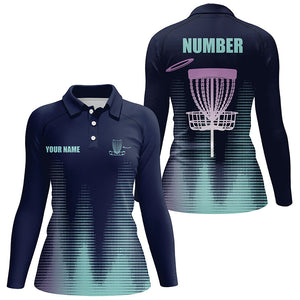 Blue gradient Women Disc golf polo shirts custom team disc golf jerseys, disc golf clothes NQS8082