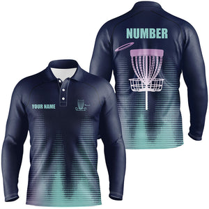 Blue gradient Mens Disc golf polo shirts custom team disc golf jerseys, disc golf clothes NQS8082