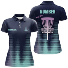 Load image into Gallery viewer, Blue gradient Women Disc golf polo shirts custom team disc golf jerseys, disc golf clothes NQS8082