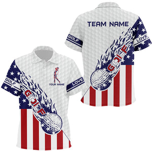 Personalized American flag patriot golf white Kid polo shirts - golf gifts for children NQS8312