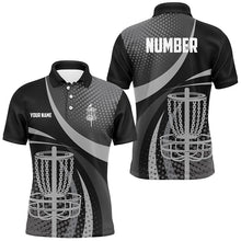 Load image into Gallery viewer, Black and Grey Dot pattern disc golf basket custom Men disc golf polo shirt, frisbee golf jersey NQS8749