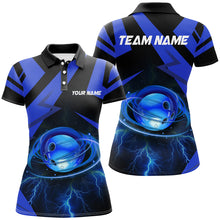 Load image into Gallery viewer, Black and Blue Lightning Thunder Bowling Ball Womens Bowling shirts custom Team Bowling League Jersey NQS8754