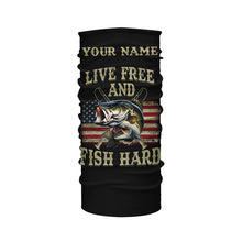 Load image into Gallery viewer, Live Free and Fish Hard American Flag Bass fishing Custom Name 3D All over printed Fishing gift NQS2521