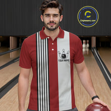 Load image into Gallery viewer, Retro Black and red stripe Bowling shirts For Men custom bowling team jerseys Bowler Outfits NQS11096