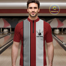 Load image into Gallery viewer, Retro Black and red stripe Bowling shirts For Men custom bowling team jerseys Bowler Outfits NQS11096