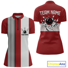Load image into Gallery viewer, Retro Black and red stripe Bowling shirts For Women custom bowling team jerseys Bowler Outfits NQS11096