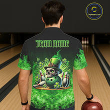 Load image into Gallery viewer, Green Flame Smoke St Patrick Day Eagle Skull Bowling Hawaiian shirt Custom Lucky Bowling Team Jersey NQS11286