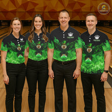 Load image into Gallery viewer, Green Flame Smoke St Patrick's Day Eagle Skull Men's Bowling Shirts Custom Lucky Bowling Team Jersey NQS11286