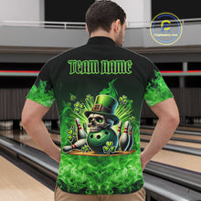 Load image into Gallery viewer, Green Flame Smoke St Patrick's Day Eagle Skull Men's Bowling Shirts Custom Lucky Bowling Team Jersey NQS11286