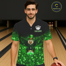 Load image into Gallery viewer, Green shamrock St Patrick's Day Eagle Skull Bowling Hawaiian shirt Custom Lucky Bowling Team Jersey NQS11287