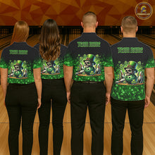 Load image into Gallery viewer, Green shamrock St Patrick's Day Eagle Skull Men's Bowling Shirts Custom Lucky Bowling Team Jersey NQS11287
