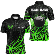 Load image into Gallery viewer, Black and Green Camo Bowling Polo, Quarter Zip Shirt For Men Custom Team Bowling Jersey bowlers outfit NQS9418