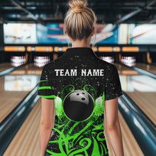 Load image into Gallery viewer, Black &amp; Green Camo Bowling Polo, Quarter Zip Shirt For Women Custom Team Bowling Jersey bowler outfit NQS9418