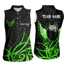 Load image into Gallery viewer, Black and Green Camo Bowling Sleeveless Polo Shirts Custom Team Bowling Jerseys, gift for bowlers NQS9418