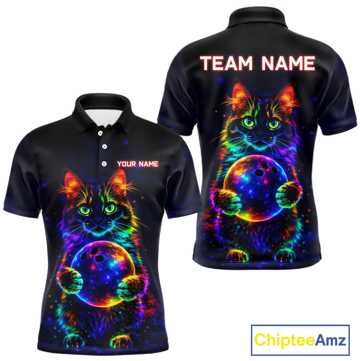 Neon Cat Bowling Jerseys for Men Custom Team Bowling Apparel, best bowling shirts NQS11516