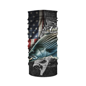 Striped bass fishing Custom American flag patriotic Performance UV protection fishing shirts for men NQS1692