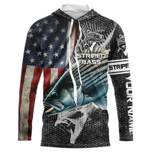 Load image into Gallery viewer, Striped bass fishing Custom American flag patriotic Performance UV protection fishing shirts for men NQS1692