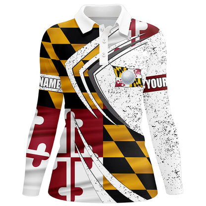 Women golf polo shirt Maryland flag custom team golf shirts, patriot golf tops for women NQS7503