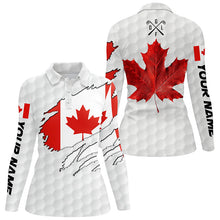 Load image into Gallery viewer, Personalized Canadian flag patriotic golf white Women golf polo shirts custom golf gift for ladies  NQS7663