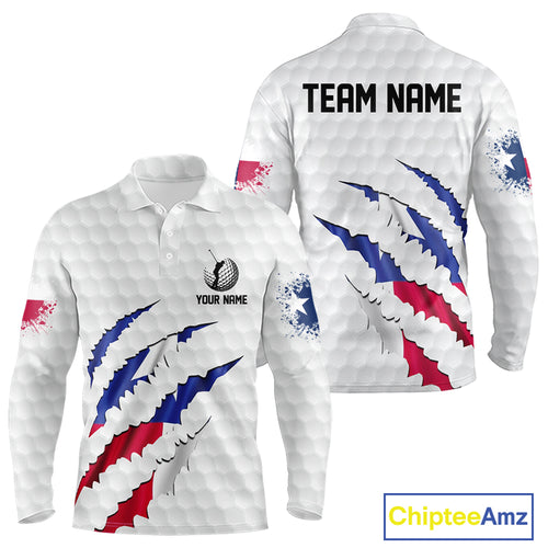Personalized Texas Flag Men golf polo shirts, Custom Patriotic Golf Team Shirts For men NQS10156