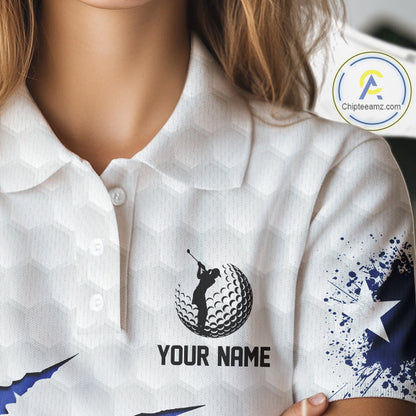 Personalized Texas Flag Women golf polo shirts, Custom Patriotic Golf Team Shirts For ladies NQS10156