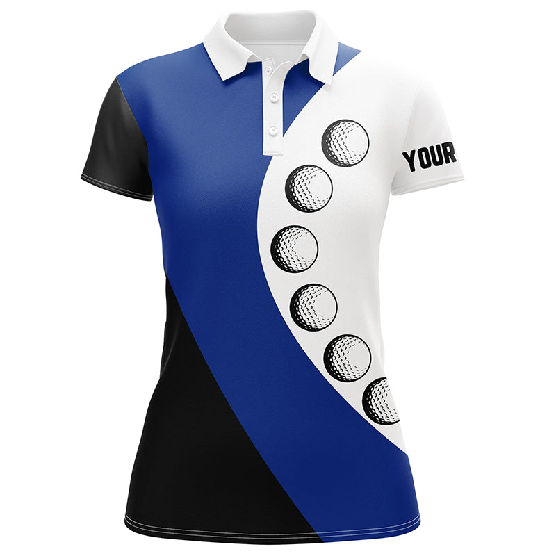 Black and white golf ball Womens golf polo shirts custom ladies golf top, gifts for golfer | Blue NQS8092