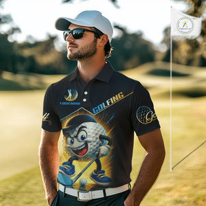 Funny Golf Ball Mens golf polo shirts custom name black golf shirt, best team golf shirts NQS10292
