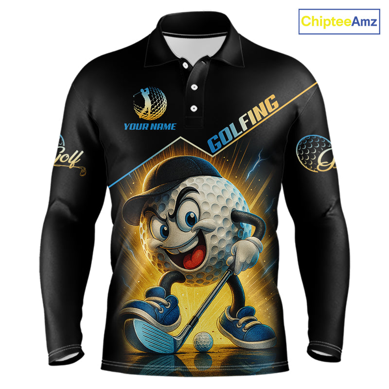 Funny Golf Ball Mens golf polo shirts custom name black golf shirt, best team golf shirts NQS10292